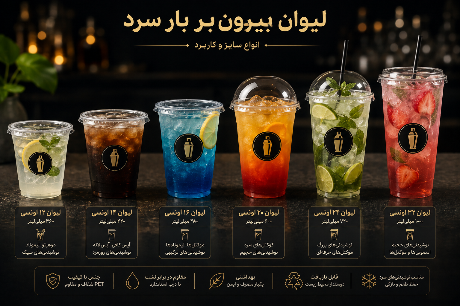 لیوان بیرون بر بار سرد